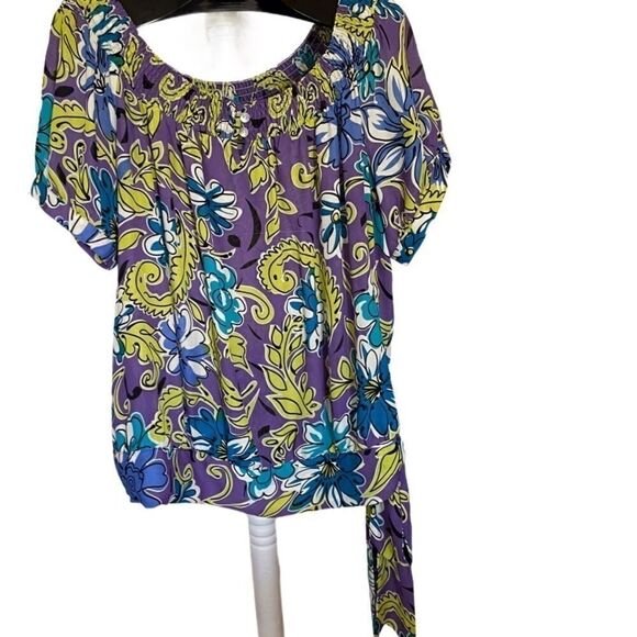 Pretty Floral Summer Blouse, Kathy Che, XL - Picture 1 of 4